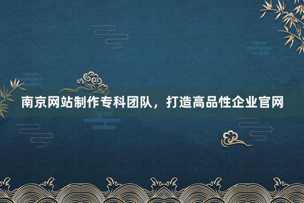 南京网站制作专科团队，打造高品性企业官网